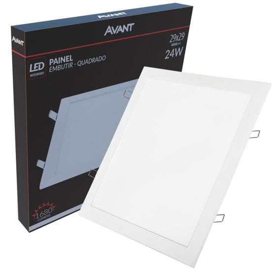 8 Plafon Led Embutir Quadrado 24w 30x30 Branco Frio 6500k