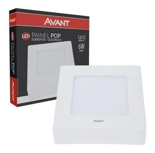 8 Plafon Sobrepor Quadrado Led 6w 12x12cm Branco Frio 6500k