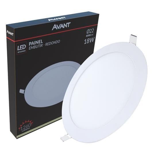 9 Plafon Painel Led Redondo Embutir 18w Branco Neutro 4000k