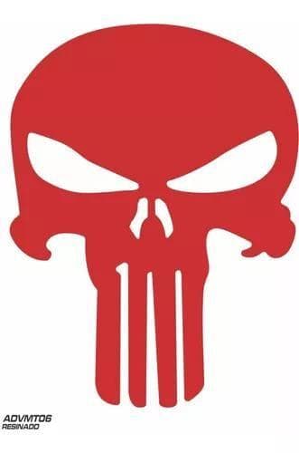 Adesivo Resinado Caveira Skull Justiceiro Vermelho