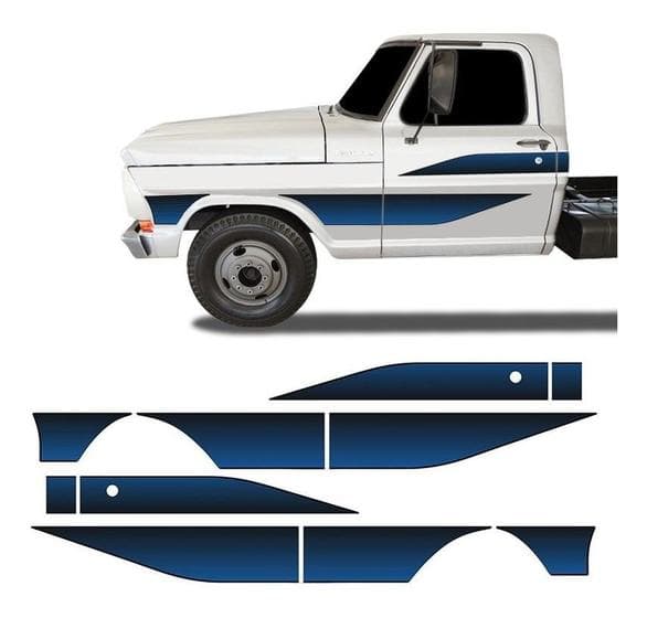 Adesivos Faixas Laterais Ford F4000 1989/1992 Kit Cinza