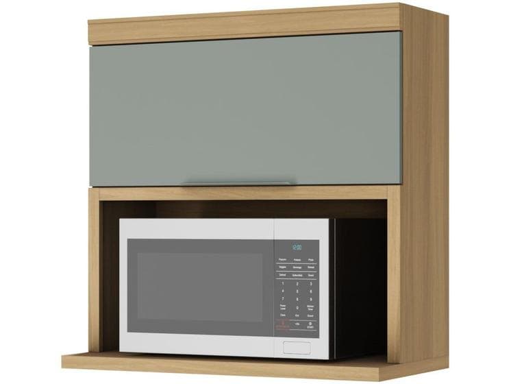 Armário Aéreo Marquesa Nesher MDF 1 Porta Basculante e 1 Nicho Para Microondas Nature Verde