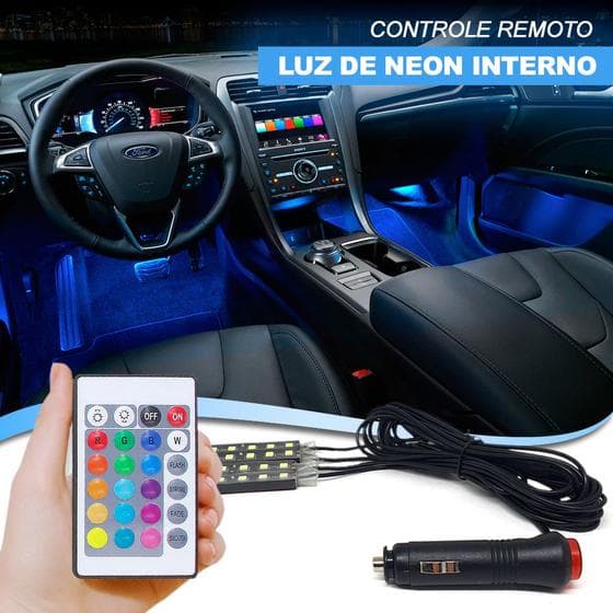 Barra Led Neon RGB Interno Range Rover Luz Interna Controle Tunning Automotivo Carro Barato