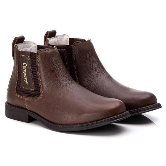 Bota Masculina Couro Cano Curto Lisa Elástico Confortável
