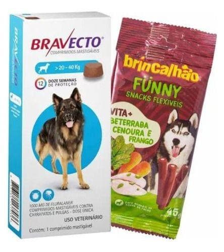 Bravecto 20 A 40 Kg Antipulga E Carrapato 1000 Mg Para Cães