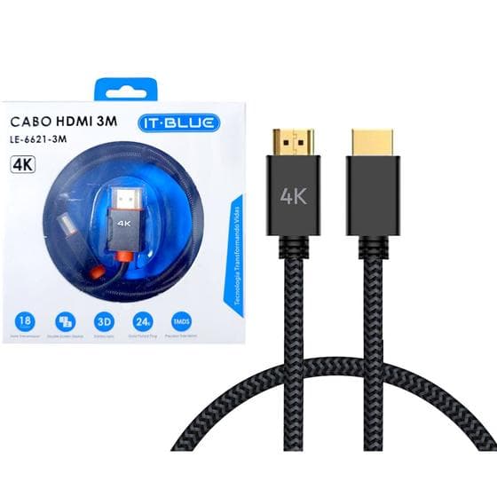 Cabo HDMI 2.0 Malha Trançada TMDS 4k It Blue Original