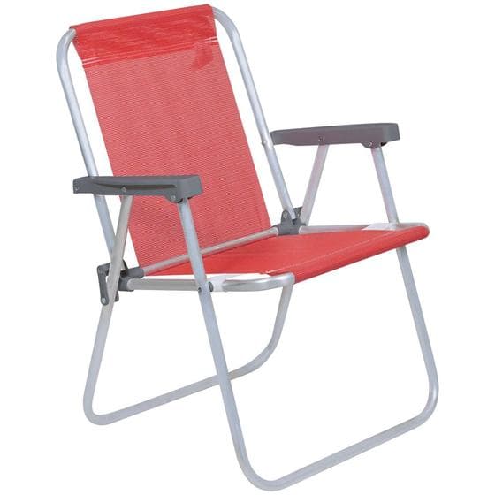 Cadeira de Praia Alta Lazy em Alumínio Vermelha 23504 Belfi