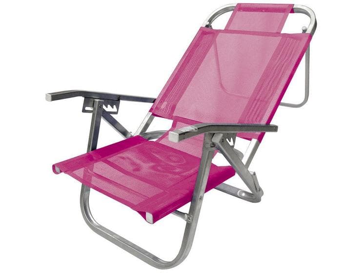 Cadeira de Praia Copacabana Reclinável 5 Posições Rosa CAD0683 Botafogo
