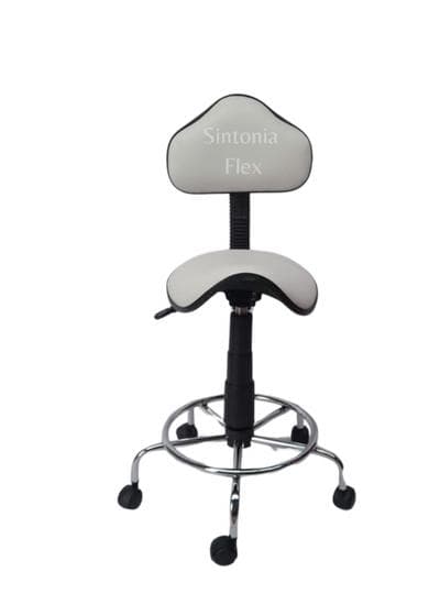 Cadeira sela estetica - regulagem de altura a gás - para dentista, manicure, tatuador, estrela cromada corano branco