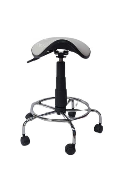 Cadeira sela estética s/ encosto c/ regulagem de altura , dentista, tatuador, manicure - base cromada corano branco