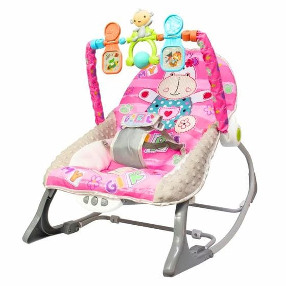 Cadeirinha Descanso Bebe Musical Balanço Com Mobile - Kababy / Rosa