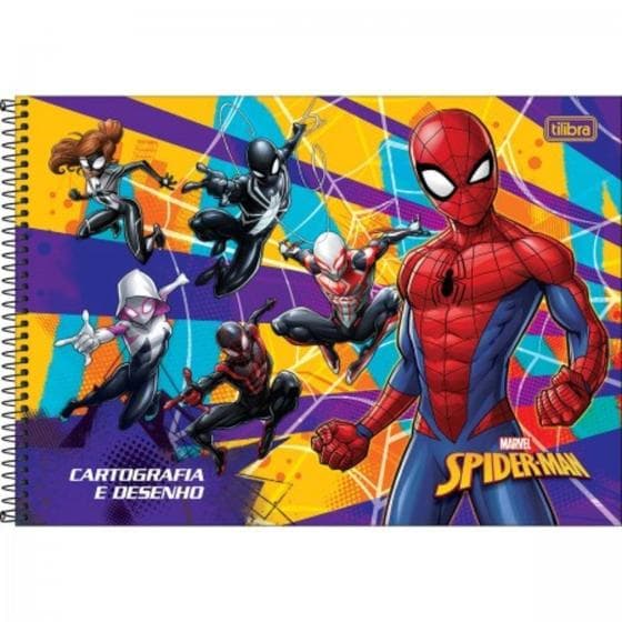Caderno Cartografia E Desenho Spider Man 80fls Capa Sortida