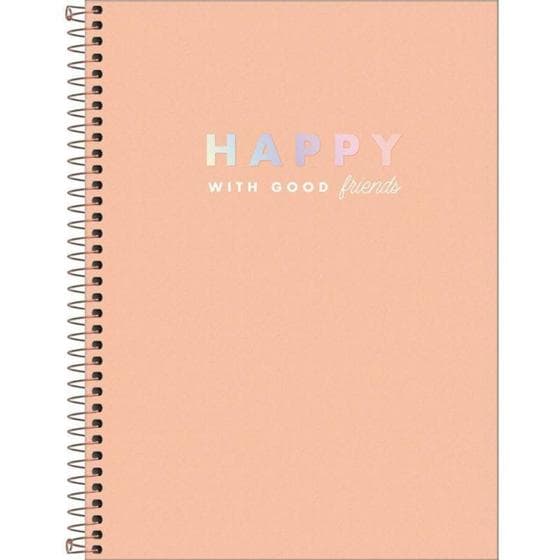 Caderno Espiral Capa Dura Universitário 16 Matéria 256 Folhas Happy Capa 01- Tilibra