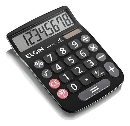 Calculadora De Mesa 8 Dígitos Preta Mv4133 Elgin Cor Preto Preto