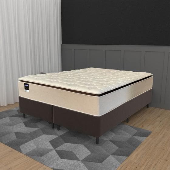 Cama Box King 193cm Colchão Molas Ensacadas Gazin Love Story HF25 e Base 2CEN