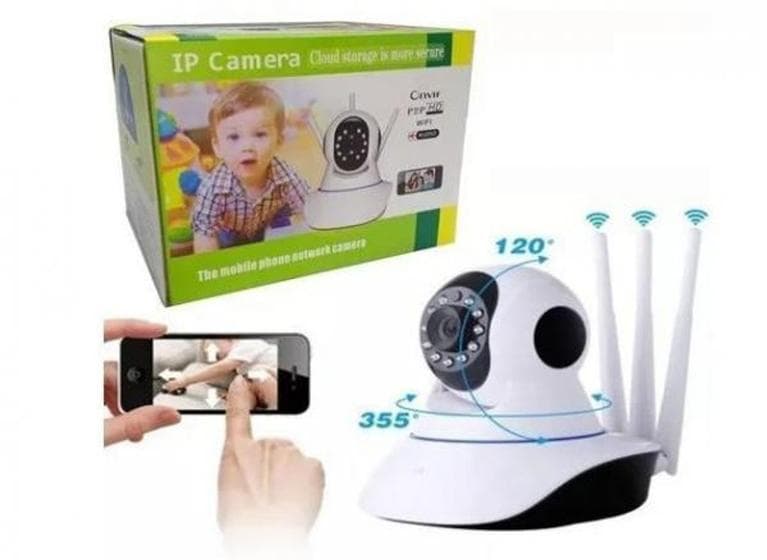 Câmera IP de segurança 3 antenas visor noturno vigilancia