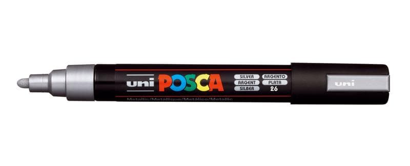 Caneta Posca Pc-5m Ponta 2,5mm Prata - Uniball