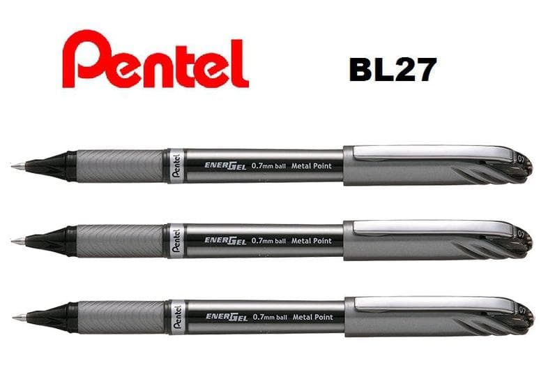 Caneta Rollerball Pentel Energel 0,7mm BL27 - Kit C/3 Preta