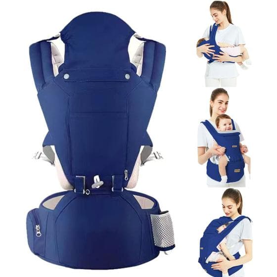 Canguru Ergonômico Para Bebê 12 Posições 3 Em 1 Azul Até 20Kg Transporte Seguro Viagem Passeio