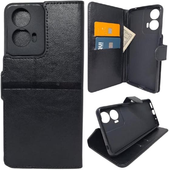 Capa Capinha Carteira + Película Vidro 3D Para Motorola G24