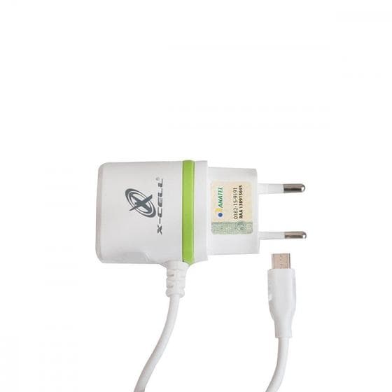 Carregador Flexgold Turbo 1 Usb Com Pino Adaptador Com Cabo V8 Xc-V8/Glx