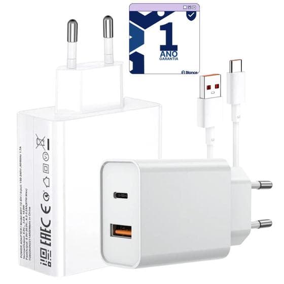 Carregador Turbo 30W Compatível Com Xiaomi Redmi Note 12