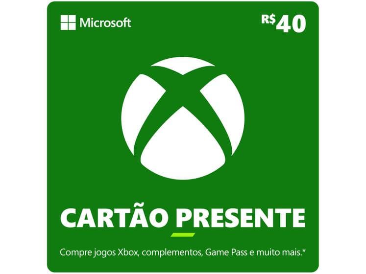 Cartão Presente Digital R$ 40,00 Xbox Microsoft