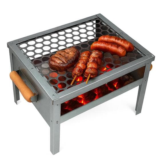 Churrasqueira de Aço com Grelha Inox Ideal para Quintal, Camping e Pequenos Espaços