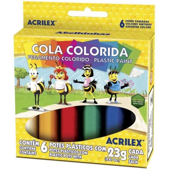 Cola Colorida 23g 06 Cores Sortidas Acrilex