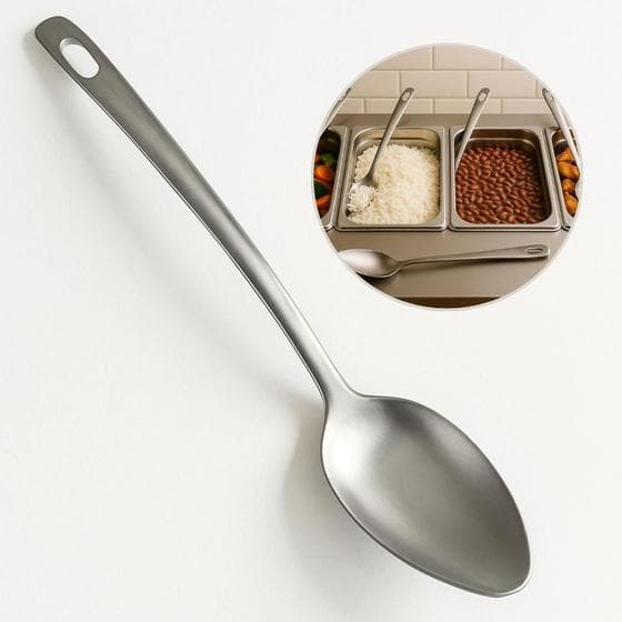 Colher de Arroz Grande Inox Premium Profissional Para Cozinha Self Service