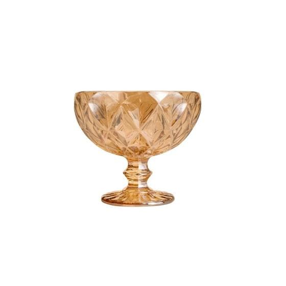 Conjunto 6 Taças 310ml Coupe Champagne de Vidro Sodo-Cálcico Diamond Ambar Metalizado Lyor