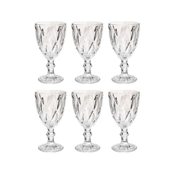 Conjunto 6 Taças de Vidro Bico de Jaca Diamante Transparente