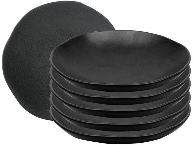 Conjunto C/ 6 Pratos Fundos Orgânico Preto Matte Stoneware Cerâmica Porto Brasil Ø 21,2cm