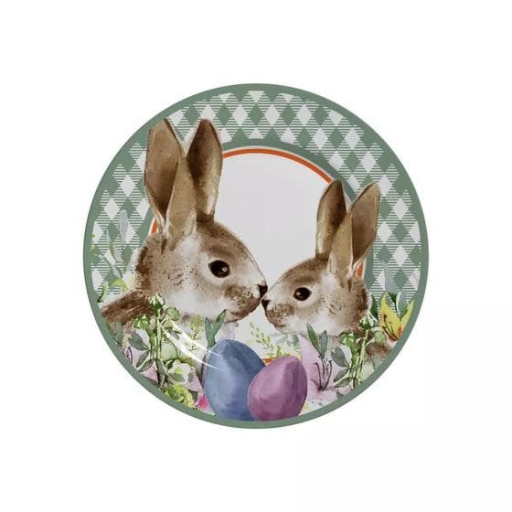 Conjunto com 6 Pratos de Sobremesa Bunny Pascoa Ø21cm