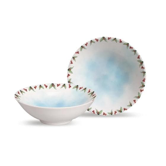 Conjunto de 6 Bowls de Cerâmica Decorado Natal Snow 15,5cm Alleanza