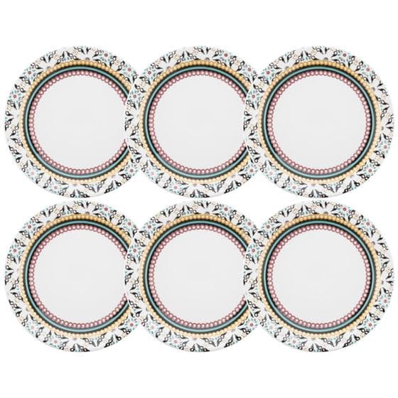 Conjunto de Pratos Rasos 6 Peças Floreal Luiza 26cm Oxford
