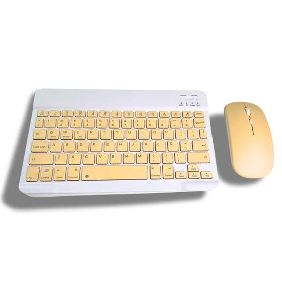 Conjunto Teclado Com Mouse Bluetooth Sem Fio Coloridos Wireless