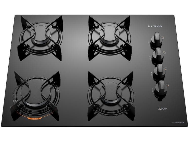 Cooktop 4 Bocas Mesa de Vidro U Top Bivolt - Atlas 1515