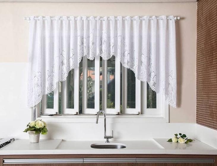 Cortina de Renda Cozinha Cascata Premium 3,00x1,00m Interlar