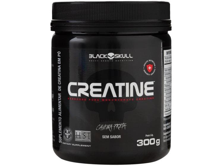 Creatina Monohidratada Pura Pote 300g Creatine Black Skull Sabor Sem Sabor
