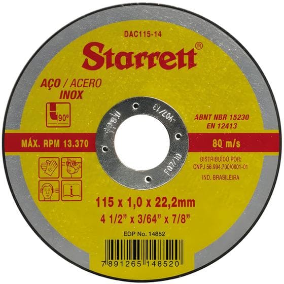 Disco Corte Fino 115 x 1,0mm Starrett - DAC11514