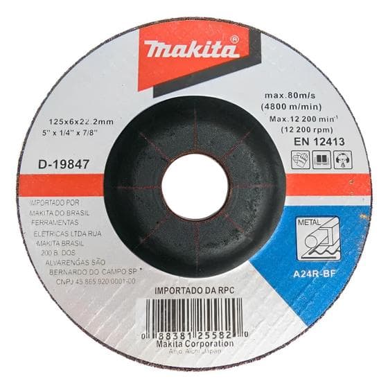 Disco de Desbaste 125X6.4X22mm Aço Makita D-19847