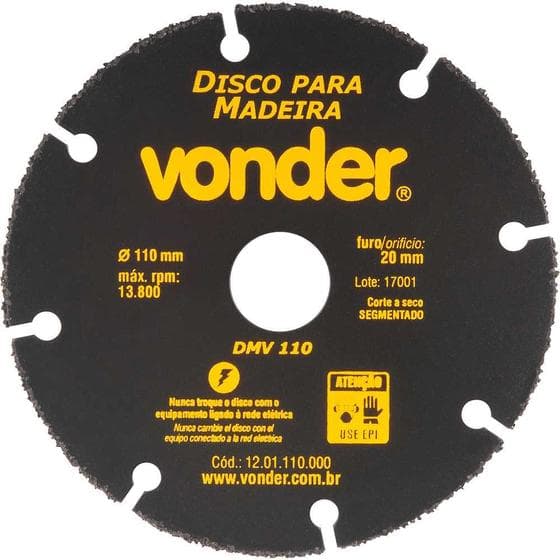 Disco Para Madeira 110mm DMV110 Vonder