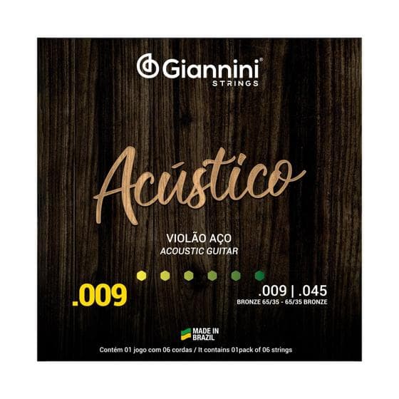Encordoamento para violão acústico aço .009 bronze geswal - GIANNINI