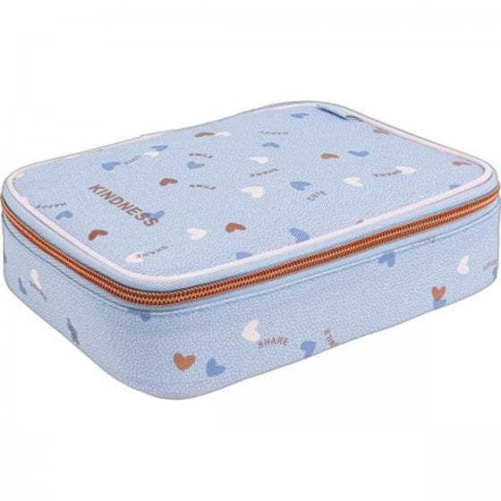 Estojo box academie coracao metalizado azul