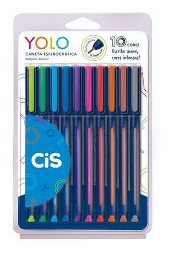 Estojo Caneta Esferográfica YOLO 0.7mm c/ 10 Cores Cis