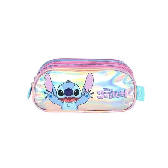 Estojo Triplo Stitch Holografico Disney Meninas Kids Escolar
