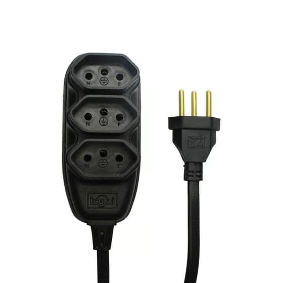 Extensão Elétrica 10a Cabo PP 10 Metros Preto - Ilumi