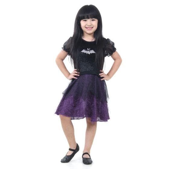 Fantasia Bruxa Preta e Vermelha Infantil - Halloween