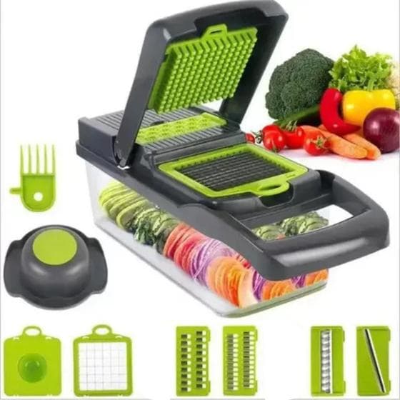 Fatiador de Legumes Cortador Inox Frutas Verduras Novo Nicer 11 em 1 Multifuncional